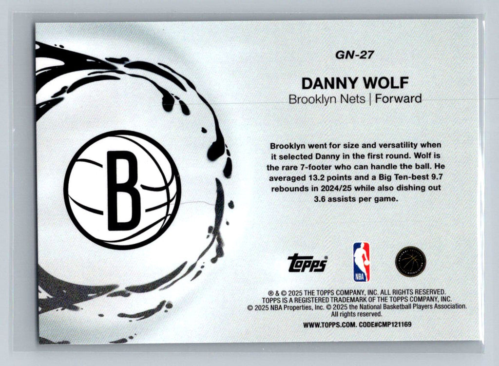 Danny Wolf 2025 Topps Generation Now GN-27 NM (Back)