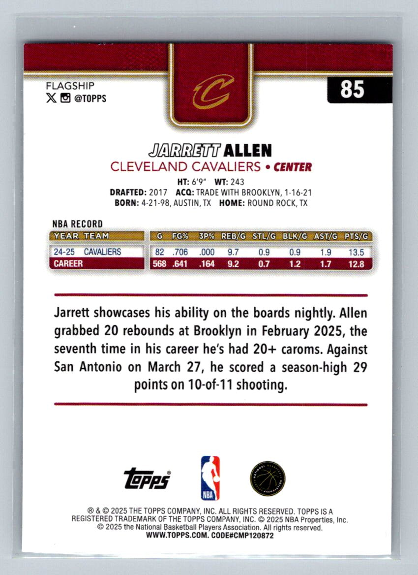 Jarrent Allen Topps Chrome #85 (Back)