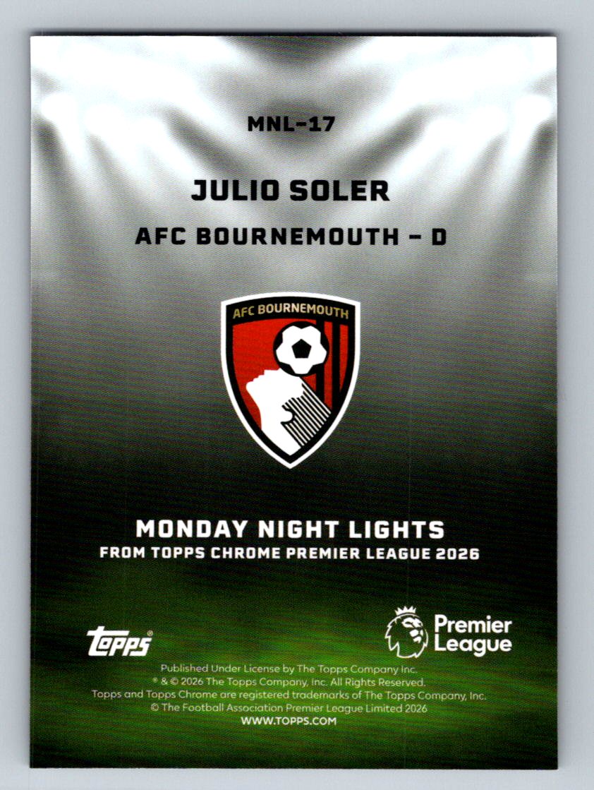 Topps Chrome Premier League 2026 Monday Night Lights Julio Soler MNL-17 (Back)