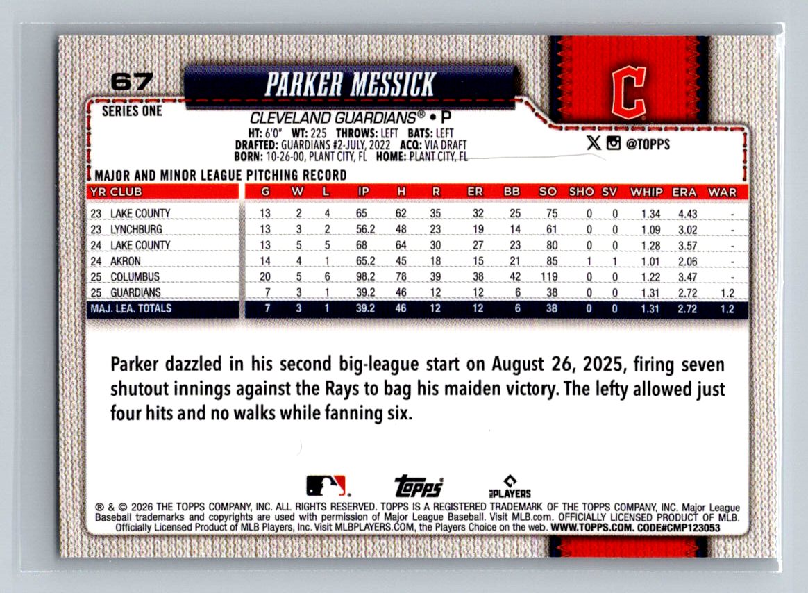 2026 Topps #67 Parker Messick Diamante Foil