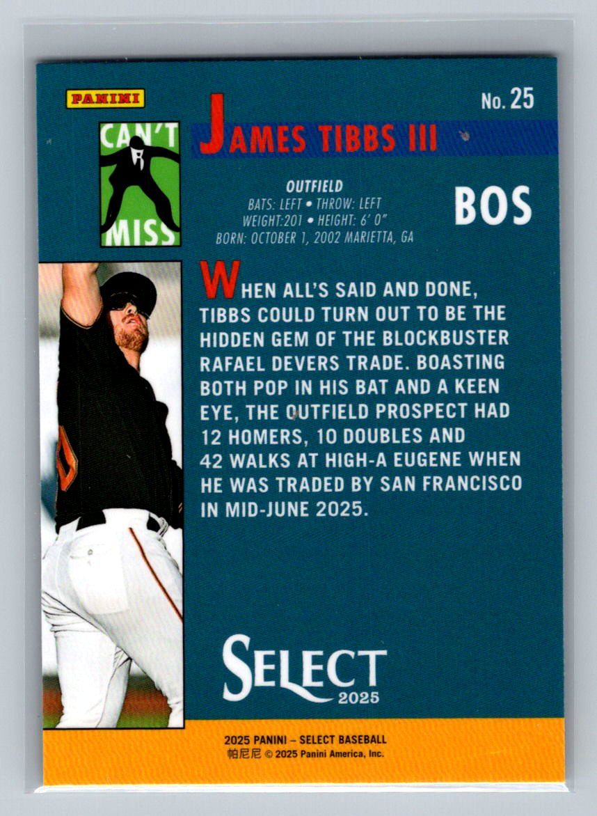 2025 Panini Select #25 James Tibbs III Can't Miss