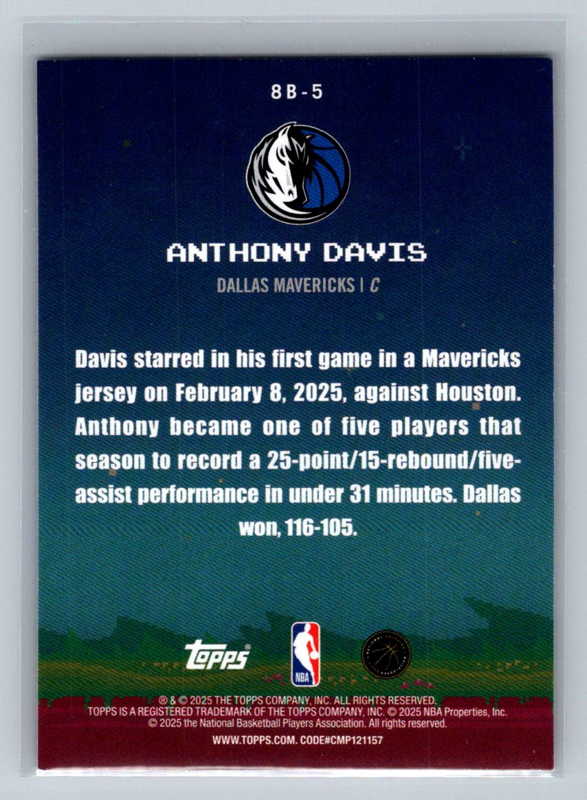 Anthony Davis 2025 Topps 8-Bit Ballers 8B-5 NM (Back)