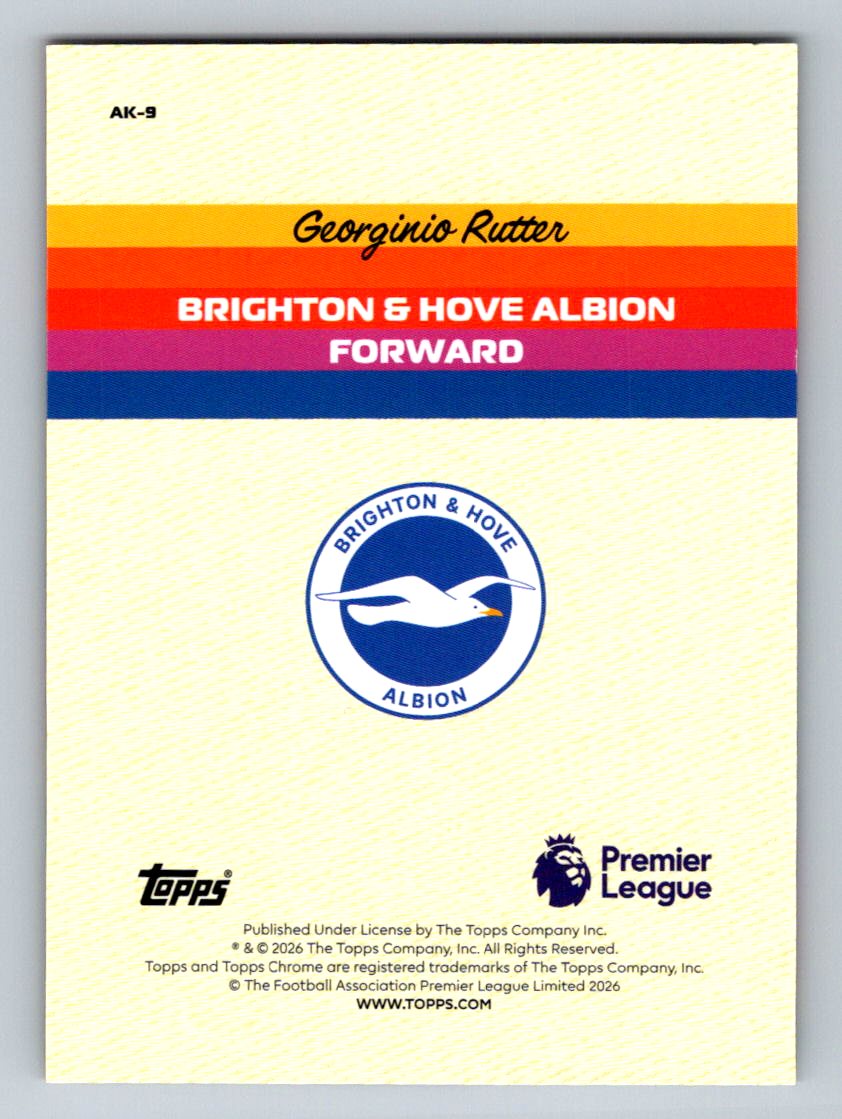 Georginio Rutter 2026 Topps Chrome Premier League Alive And Kicking AK-9 NM (Back)
