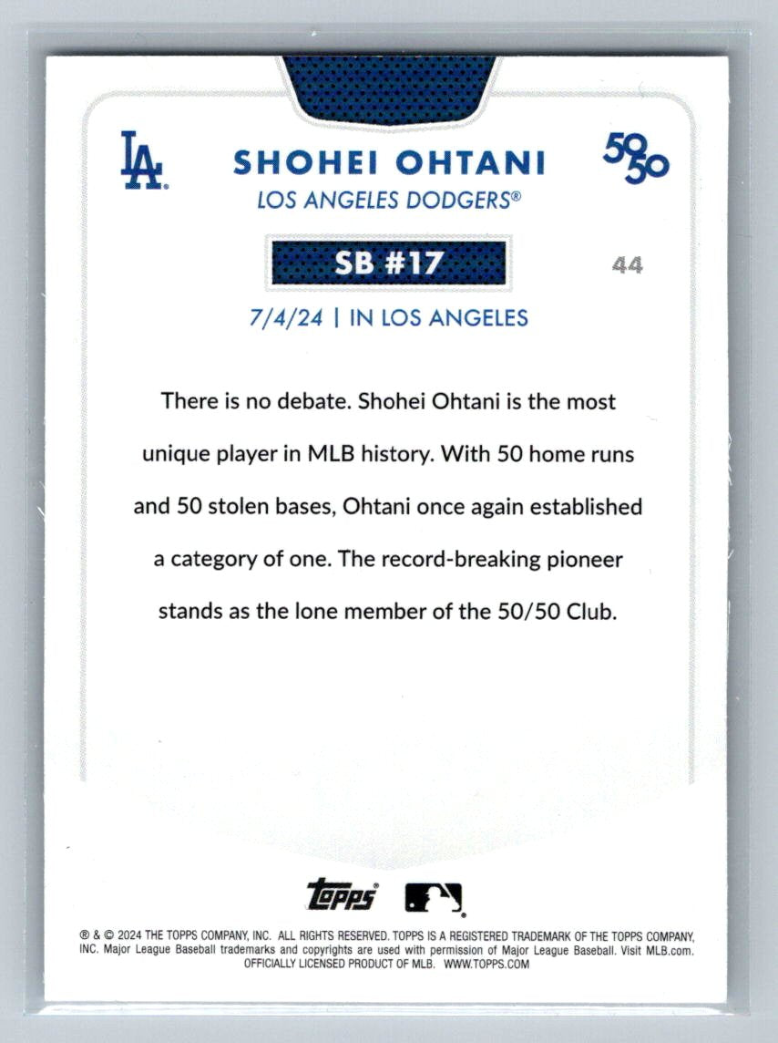 Shohei Ohtani 2024 Topps 50/50 Commemorative Stolen Base SB #17 7/4/2024 #44