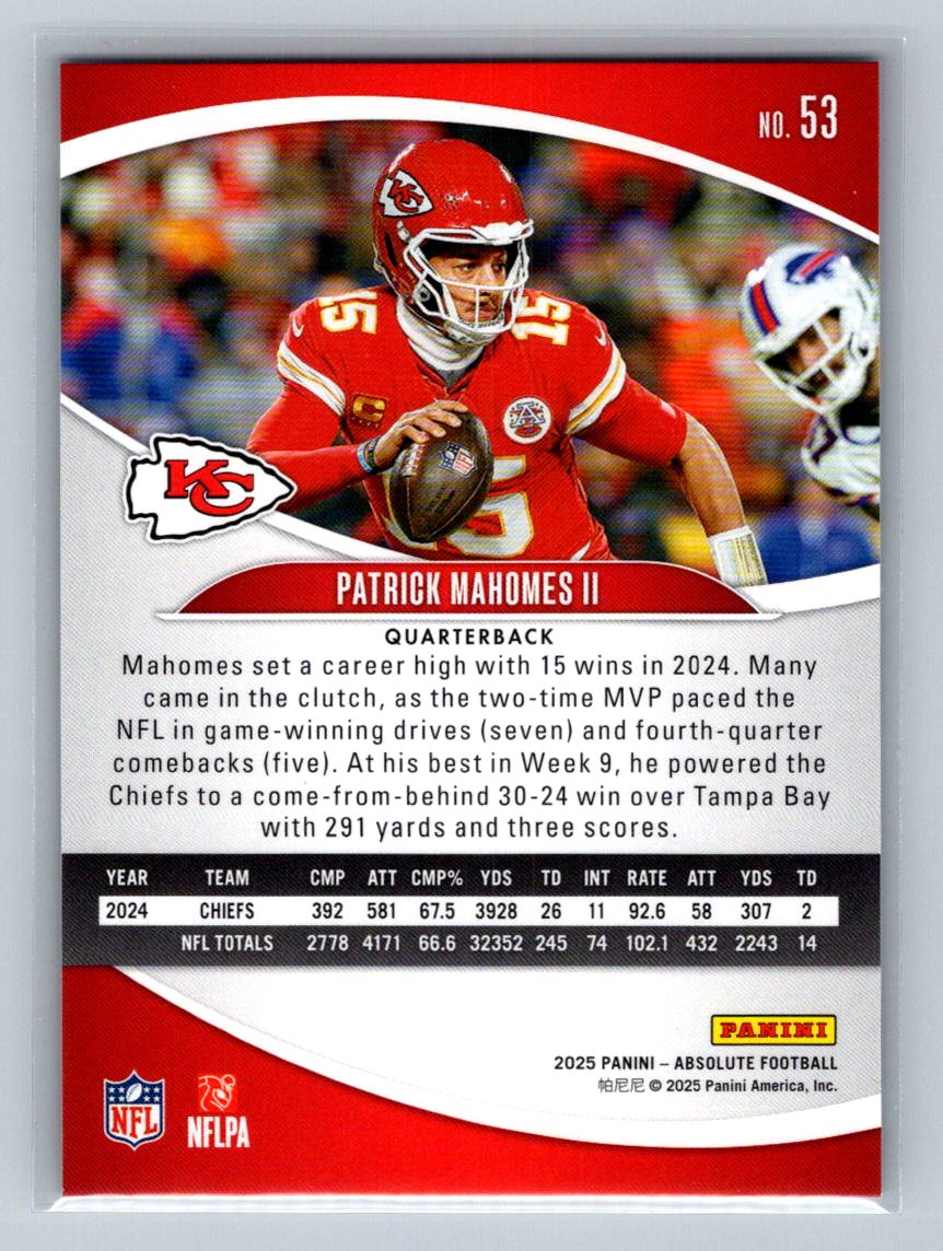 2025 Panini Absolute - Patrick Mahomes II #53