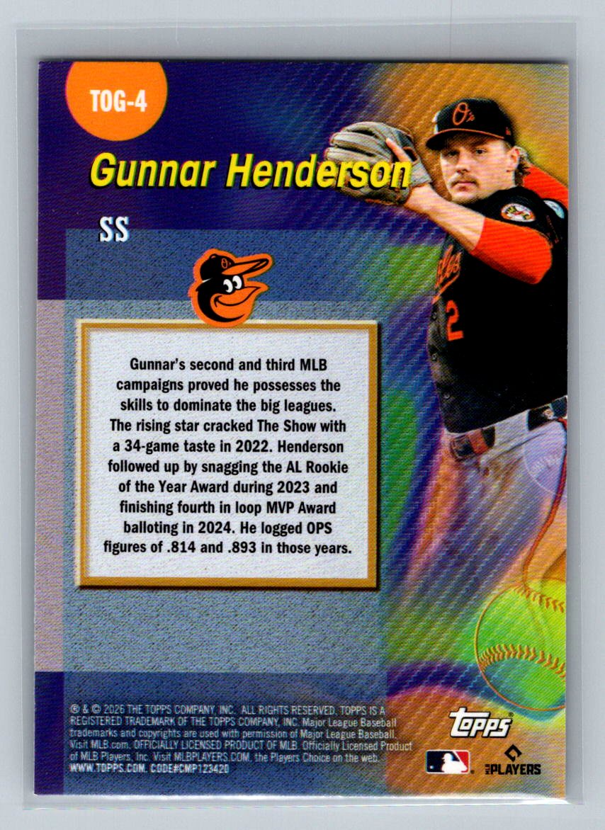 Gunnar Henderson 2026 Topps Series 1 Titans of the Game Foil SP Orioles #TOG-4