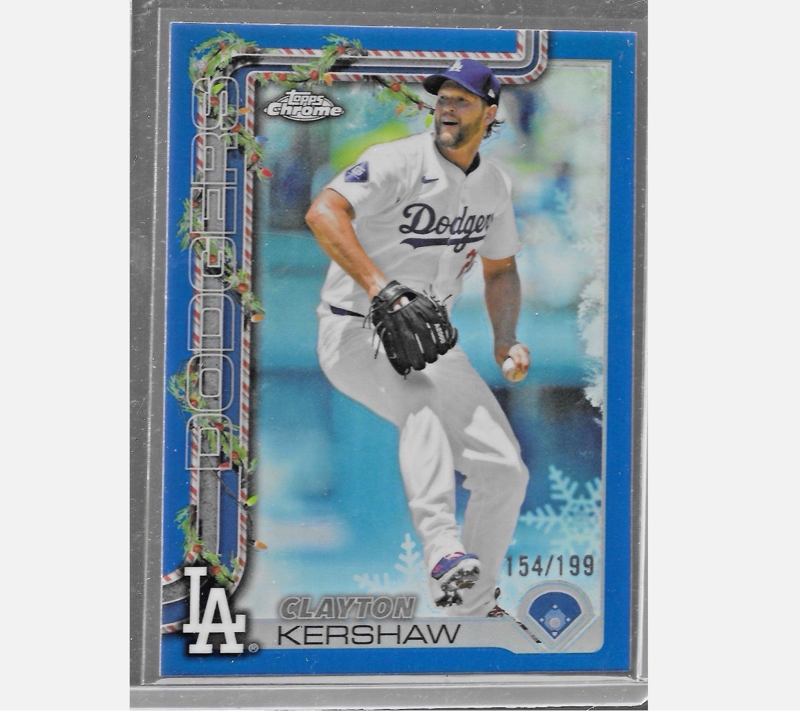 2025 Topps Holiday ~ Clayton Kershaw #H126 ~ Blue Chrome /199 ~ Dodgers