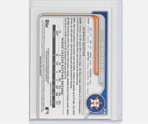 2024 Bowman Chrome - Mega Box Chrome Prospect Mojo Autographs Brice Matthews