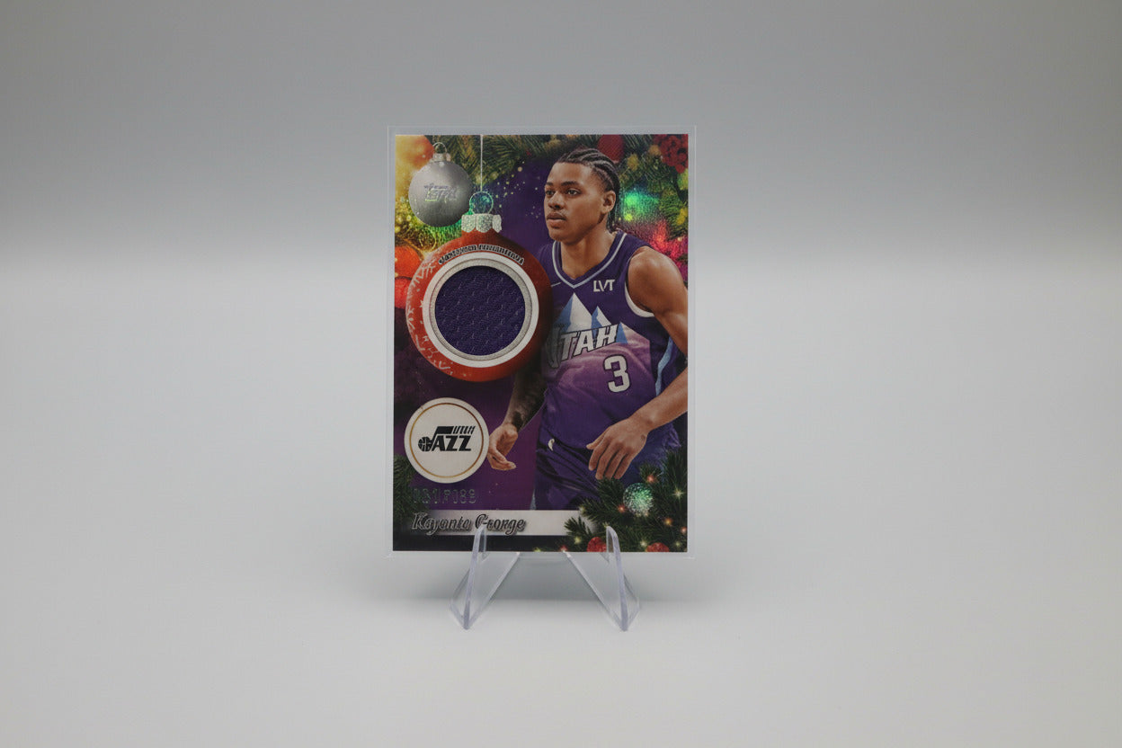2025-26 Topps Holiday Player Relic Card Keynote George PR-KG 001/199 Jazz