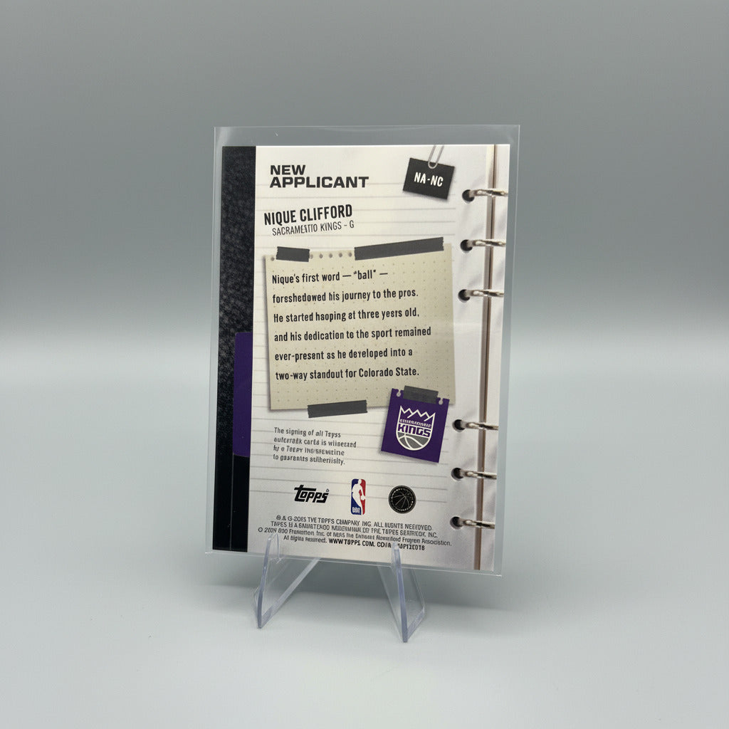 2025 Topps Basketball Nique Clifford New Applicant Rookie Auto Green /99 NA-NC