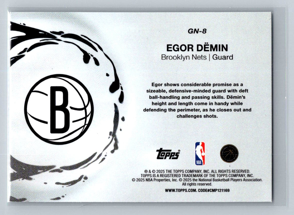 Egor Demin 2025 Topps Generation Now GN-8 NM (Back)