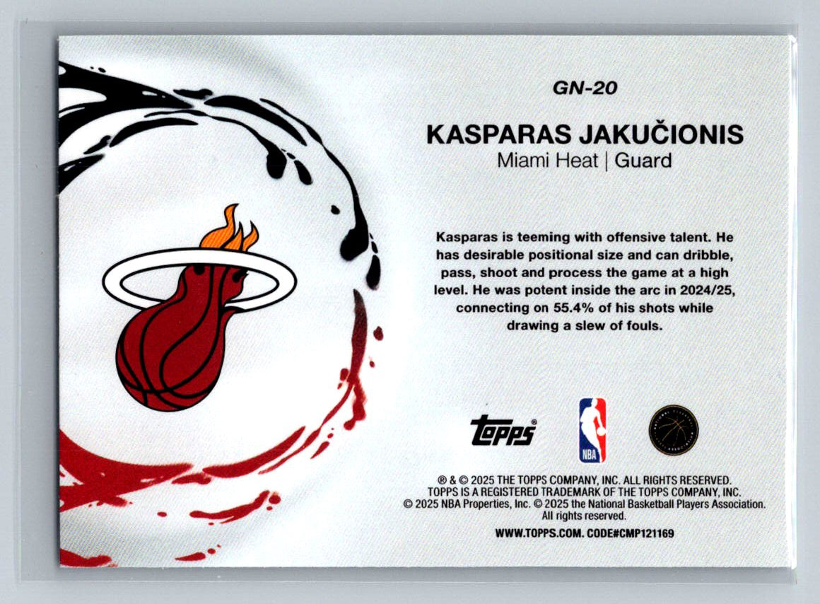 Kasparas Jakuciones Topps Chrome GN-30  (Back)