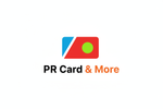 Logo minimalista con colores llamativos PR Card & More